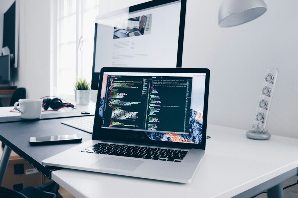 Laptop and tools on a modern work desk