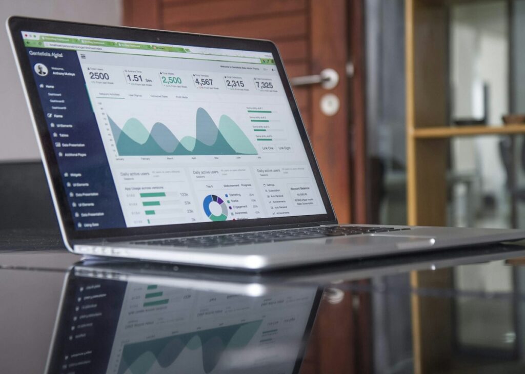 Digital analytics dashboard on a laptop