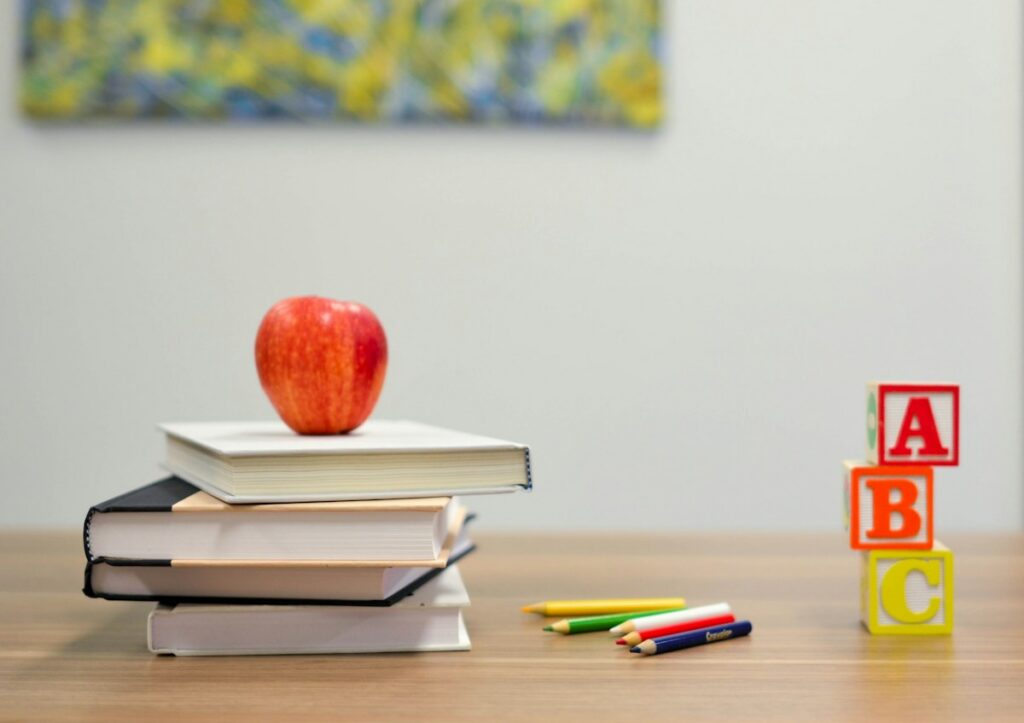Learning materials arranged in an educational setting
