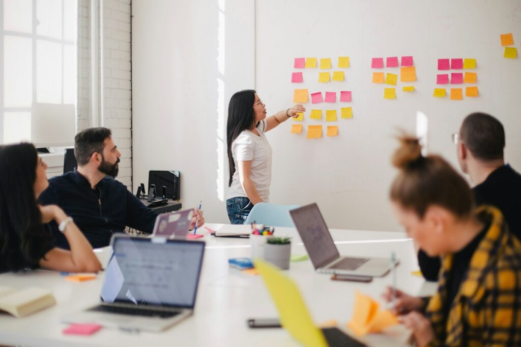 Small team collaborating around a table